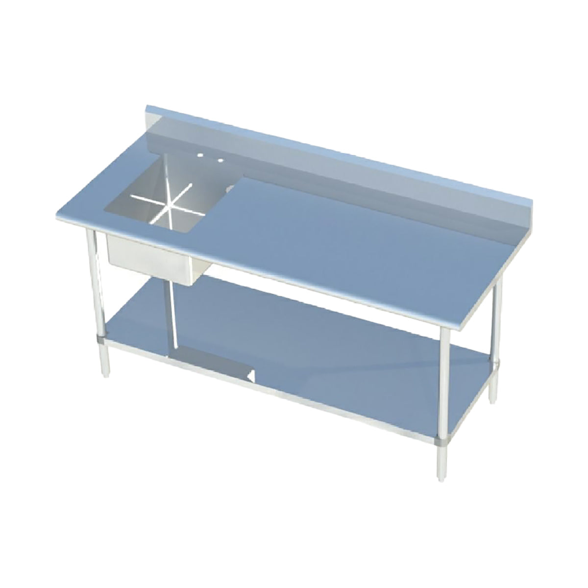 Sapphire SMTPS-3060L Stainless Steel Prep Table with Left Of Table Sink – 60" x 30"