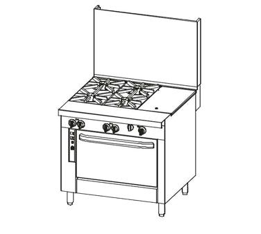 Southbend P36D-BBG 36-Inch Commercial Gas Range — 4 burners, standard oven, manual control