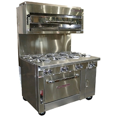 Southbend P48A-BBBB-SU 48-Inch Commercial Gas Range — 8 burners, convection oven, manual control