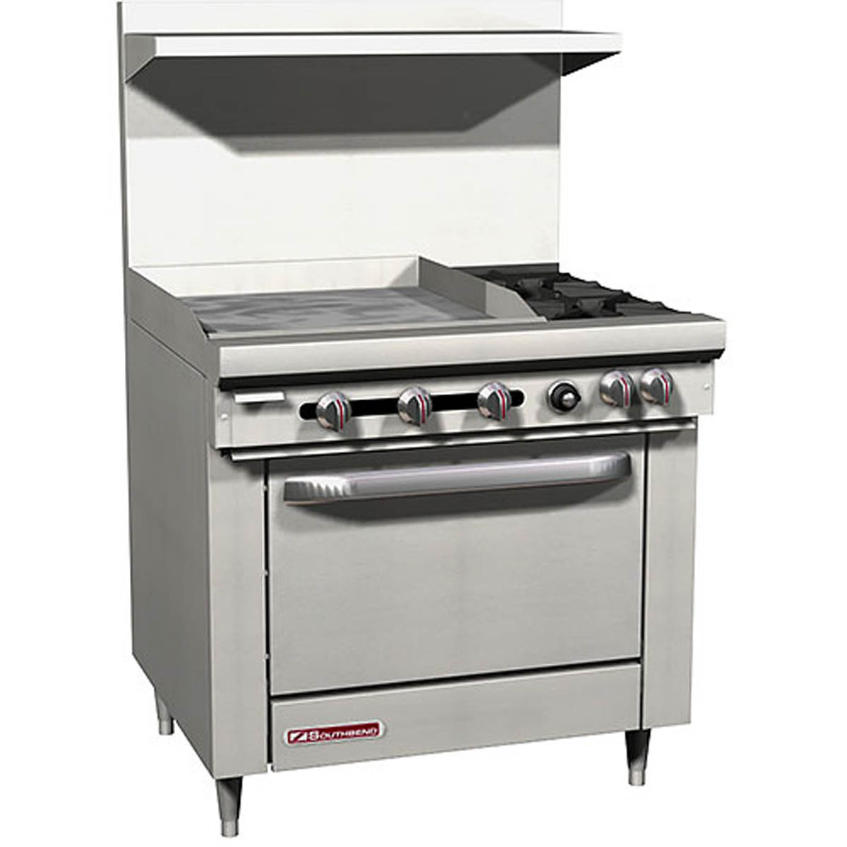 Southbend S36D-2GL 36-Inch Commercial Gas Range — 2 burners, standard oven, manual control