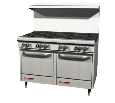 Southbend S48DC 48.625-Inch Commercial Gas Range — 8 burners, standard oven, manual control
