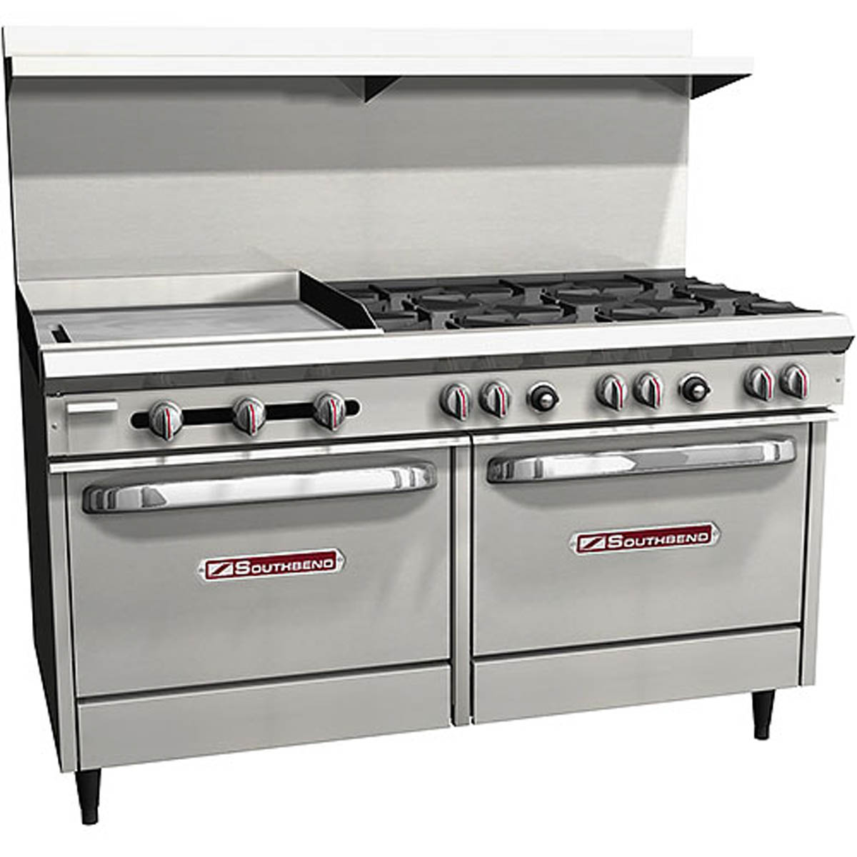 Southbend S60DD-2GL 60-Inch Commercial Gas Range — 6 burners, standard oven, manual control