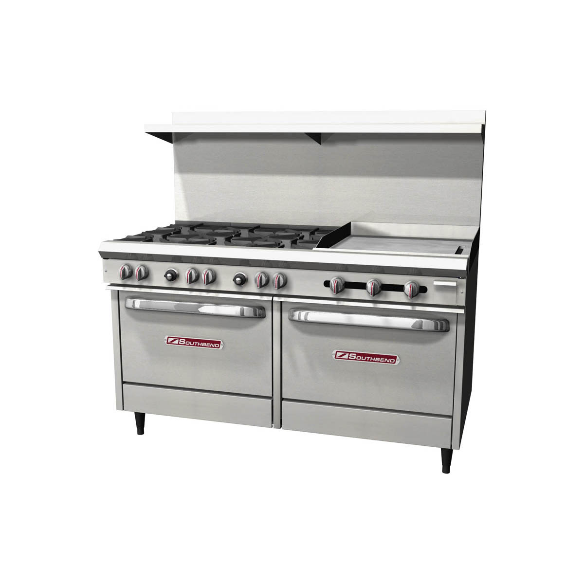 Southbend S60DD-2GR 60-Inch Commercial Gas Range — 6 burners, standard oven, manual control