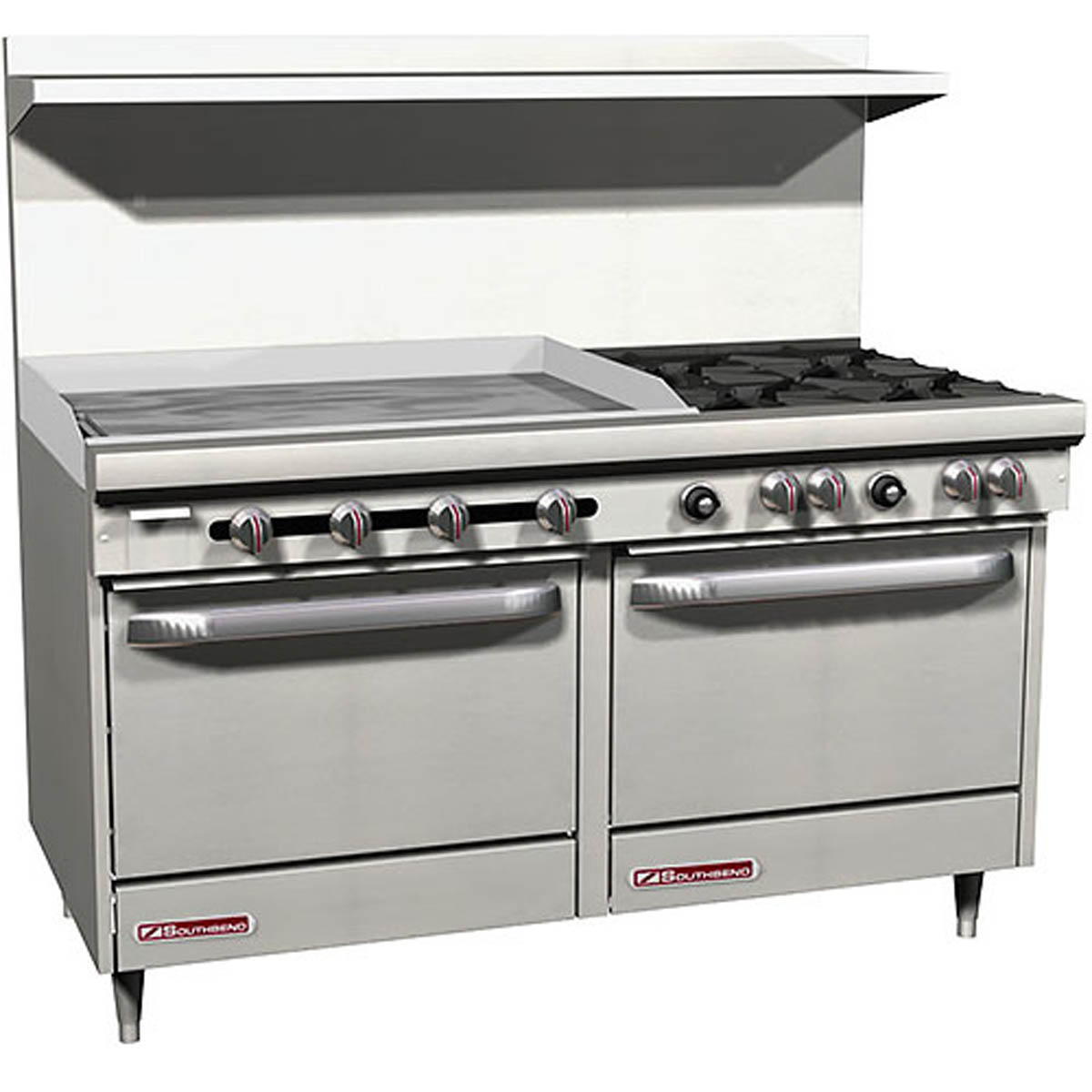Southbend S60DD-3GL 60-Inch Commercial Gas Range — 4 burners, standard oven, manual control