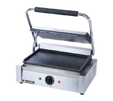 Adcraft SG-811E/F 17" Commercial Sandwich Panini Grill w/ Cast Iron Smooth Plates, 120V