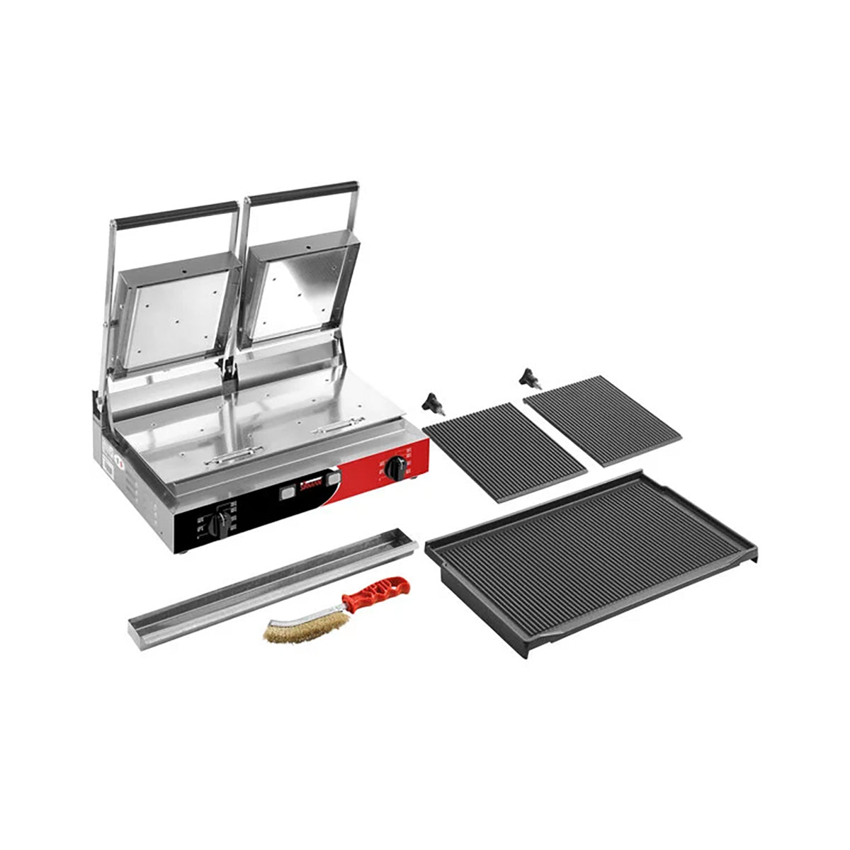 Sirman 34A3335105SI PD R PS Double Panini Grill w/ Removable Grooved Plates and Timer, 220V