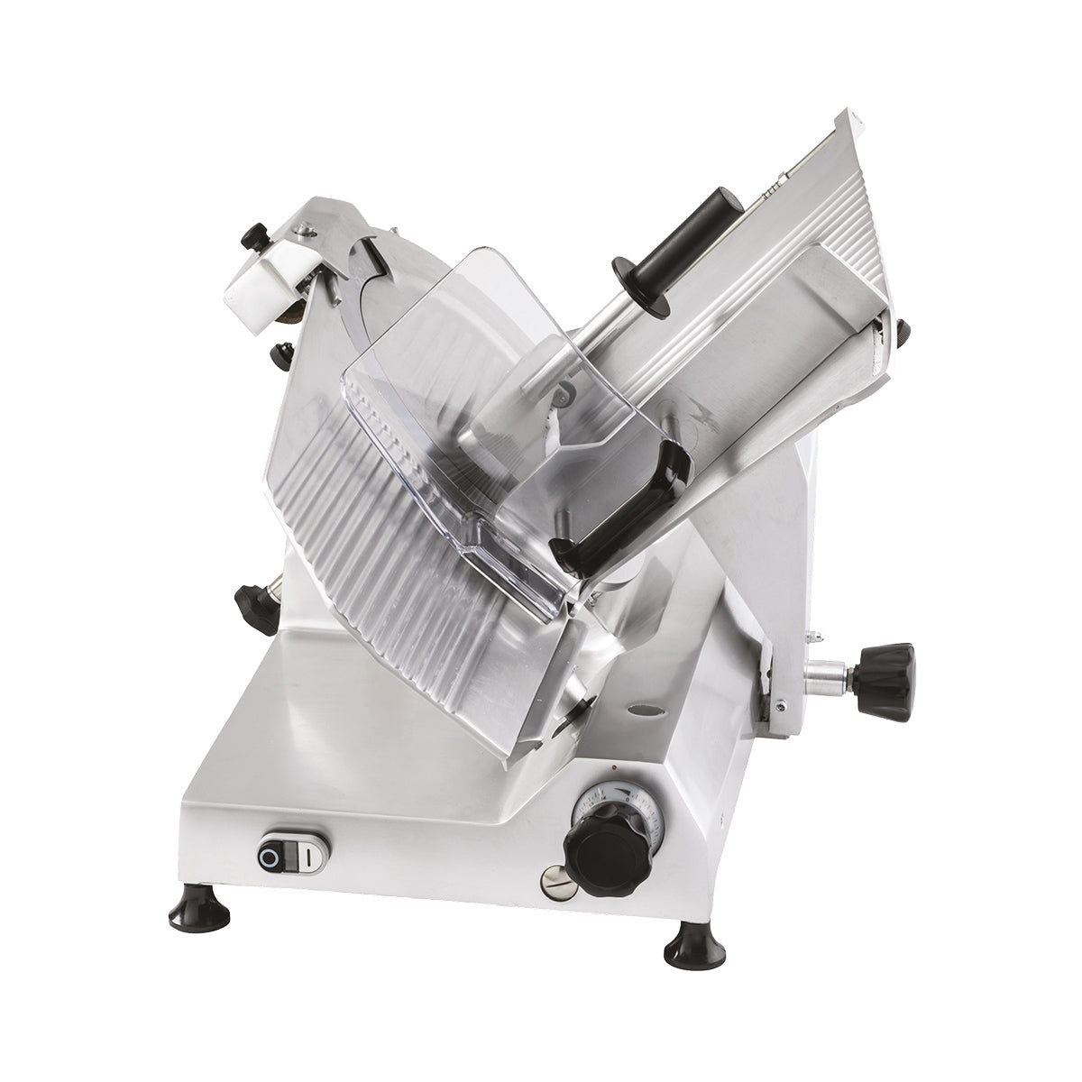 Skyfood AF350 Meat Slicer - 14" Blade, 5/8" Slice, Manual Belt Driven, Sharpener, 1/2 HP 110V Motor, Anodized Aluminum