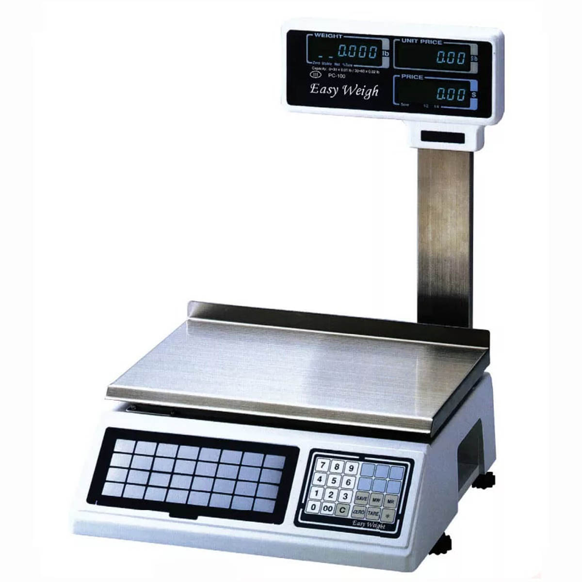 Skyfood PC-100-PL Legal Scale, 60 lb Dual-Range, 13.8" x 10.5" Stainless Steel Platter, 38-Key PLU, 115V