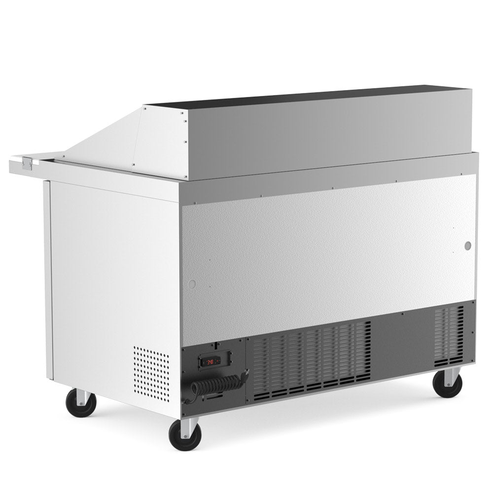 Coldline SMP48 sandwich prep table, side and rear view