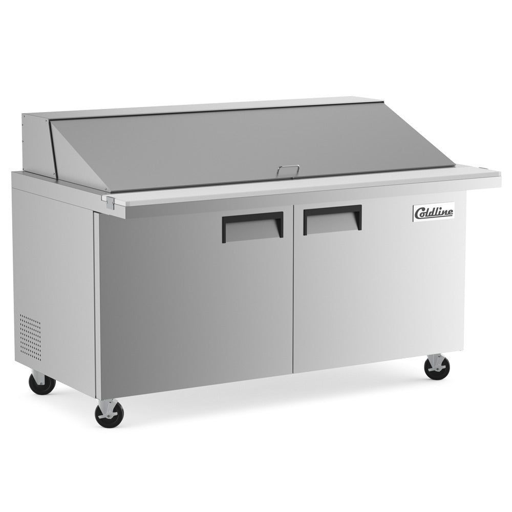 Coldline SMP60 sandwich prep table, angled front view