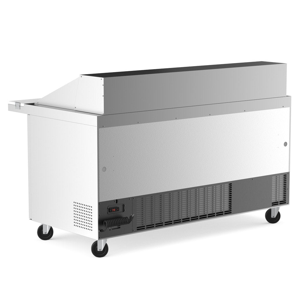 Coldline SMP60 sandwich prep table, side and rear view