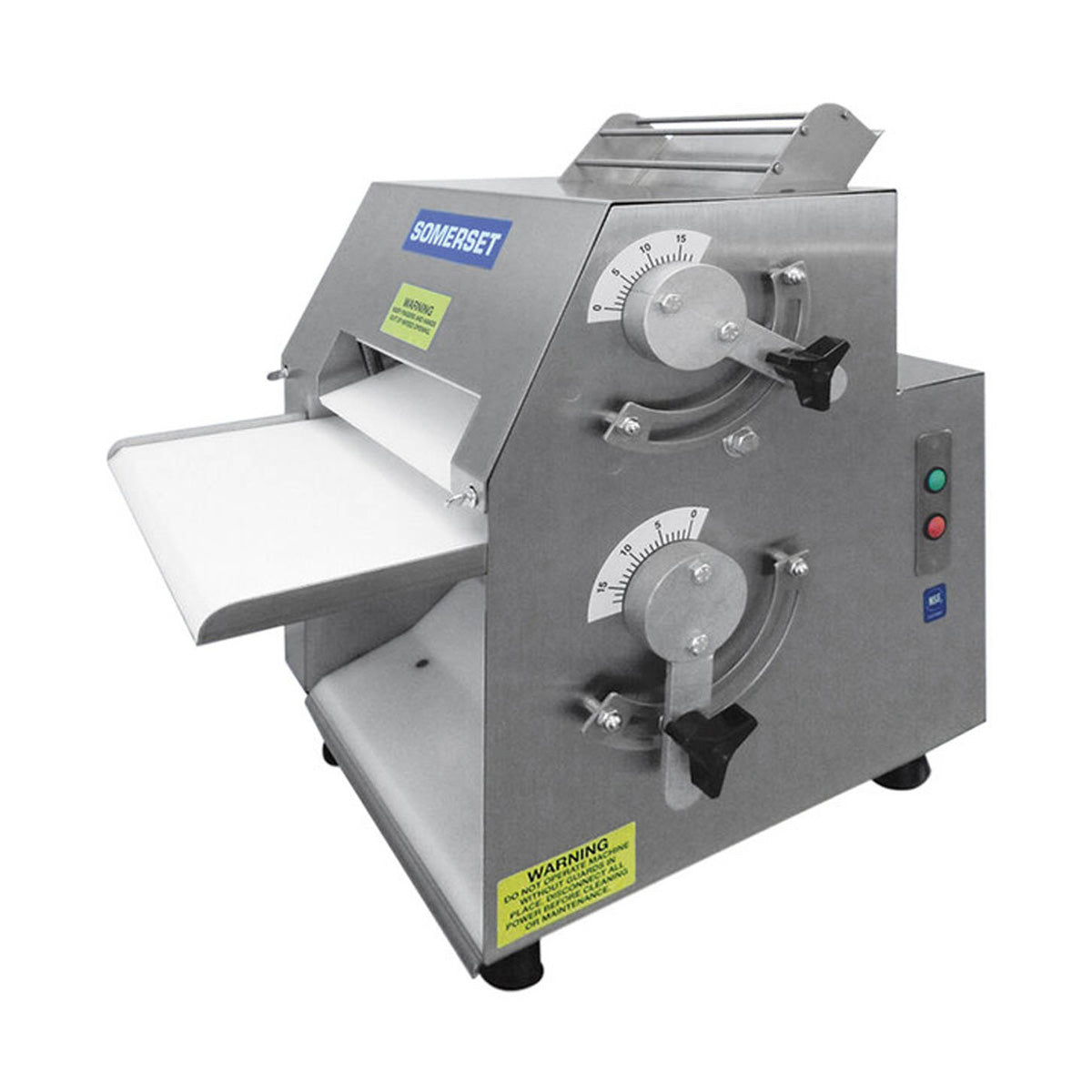 Somerset CDR-1100 Countertop Double Pass Dough Roller, 11" Synthetic Rollers, Front Operation