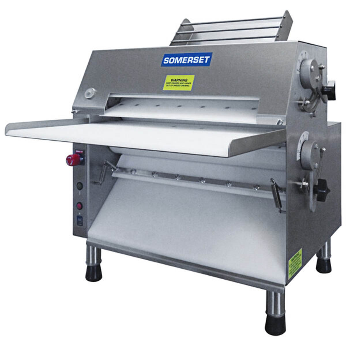 Somerset CDR-2000M Countertop Double Pass Dough Roller, 20" Metallic Dough Rollers, Front Operation