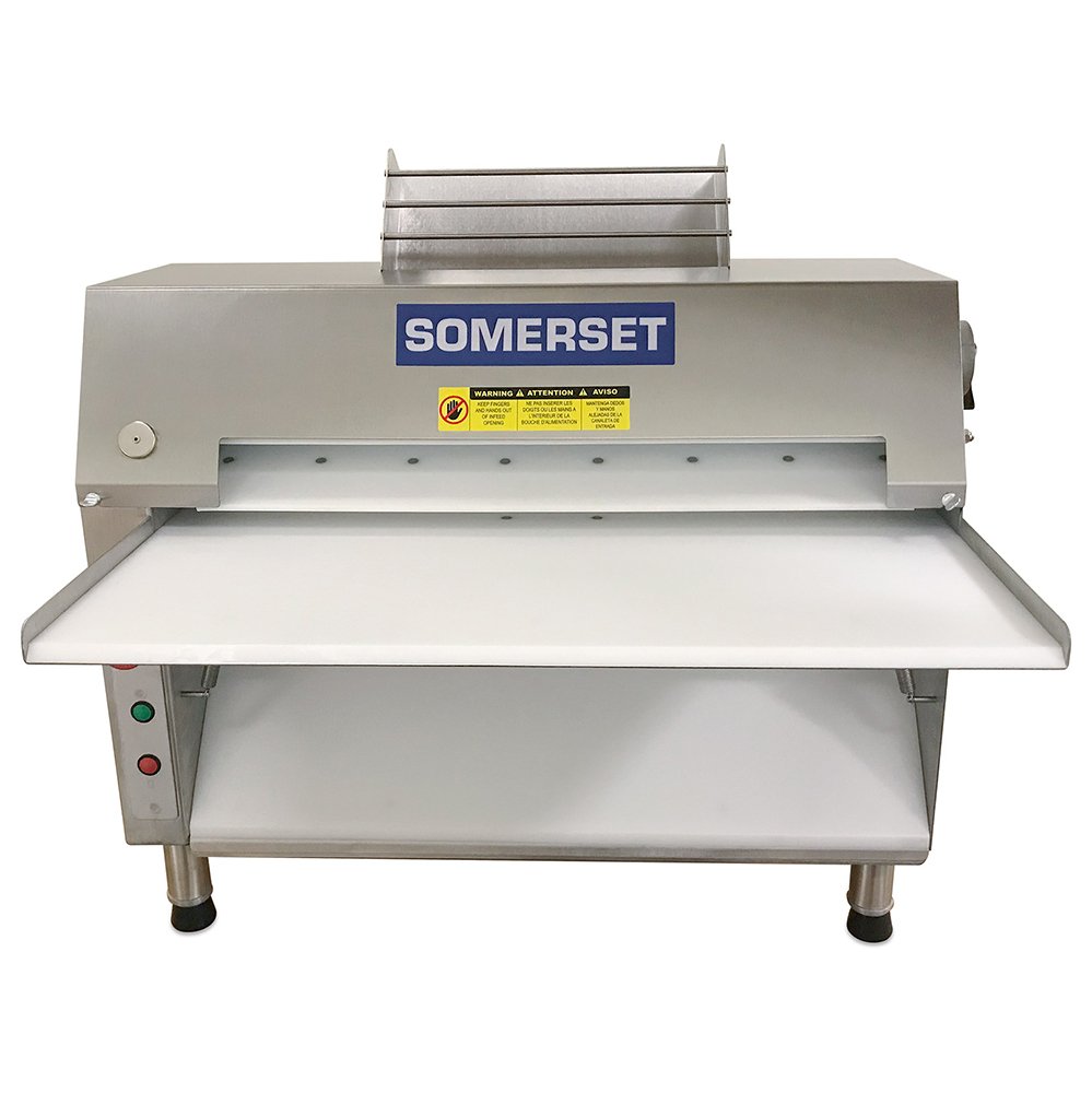 Somerset CDR-2500 Countertop Double Pass Dough Roller, 25" Synthetic Non-Stick Rollers, Side Operation