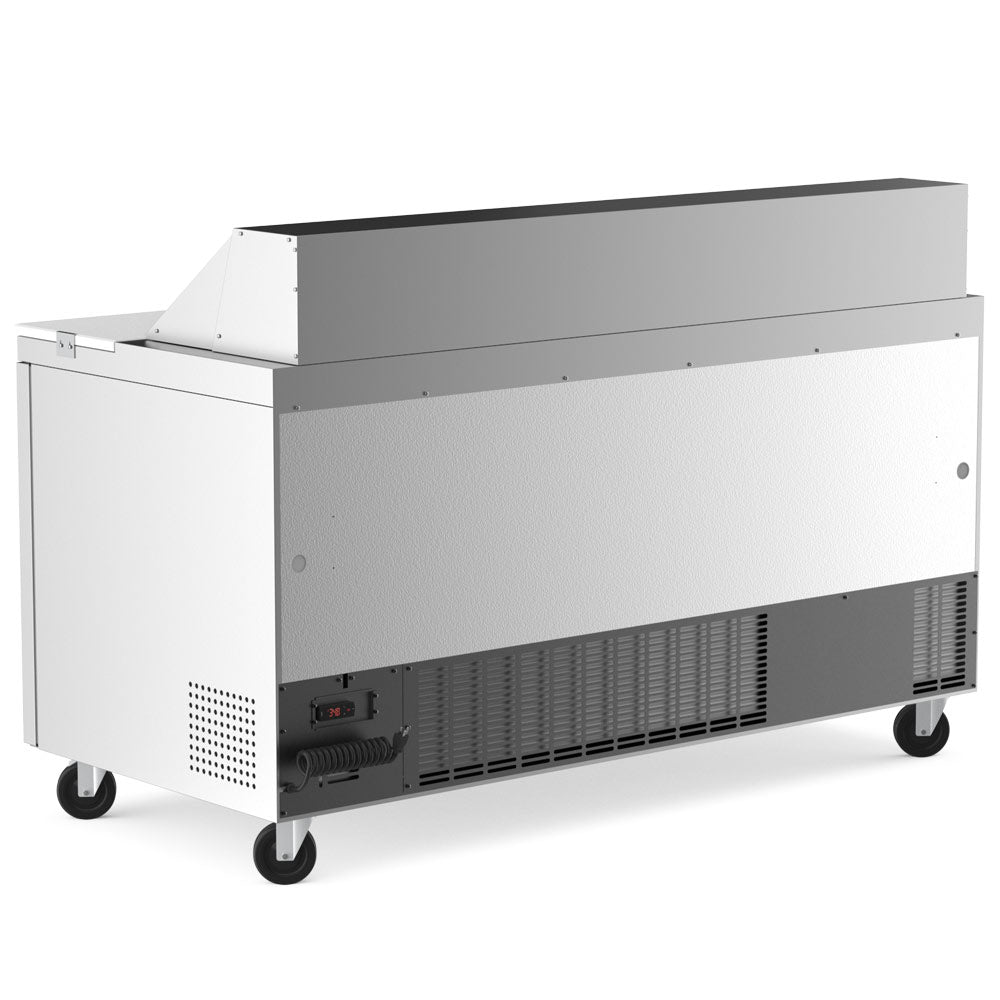 Coldline SP60 sandwich prep table, side and rear view