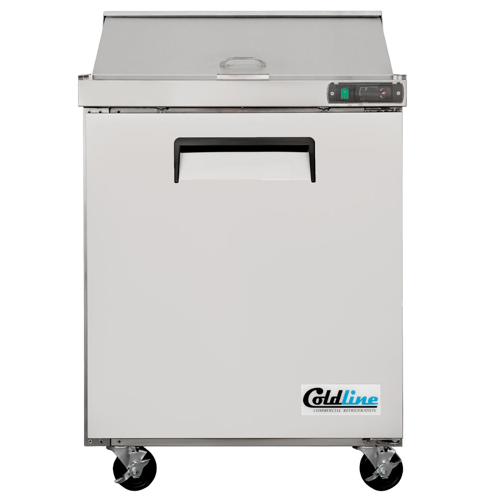 Coldline SPN-29 narrow depth sandwich prep table, front view