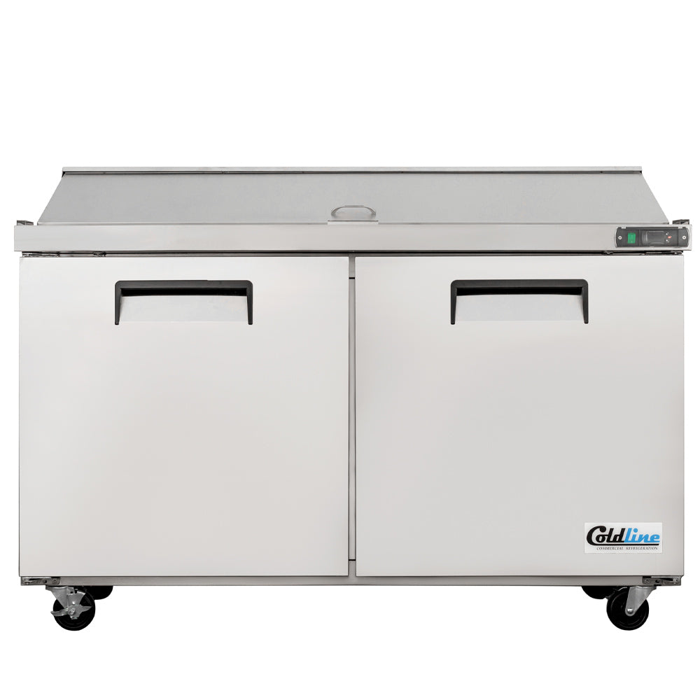 Coldline SPN-60 narrow depth sandwich prep table, front view