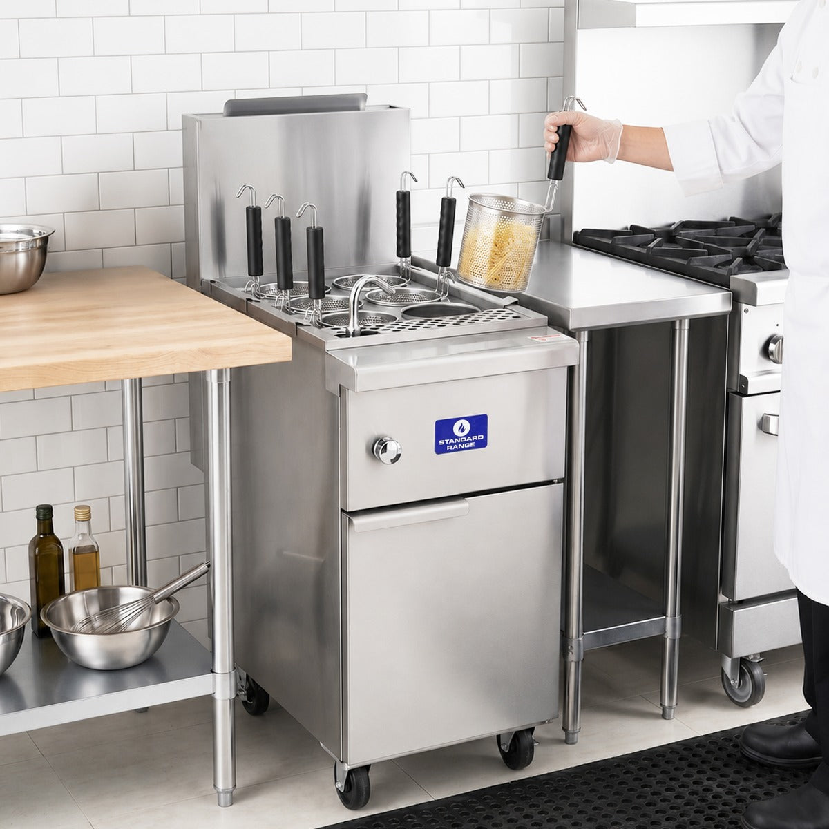 Standard Range SR-PC11-LP liquid propane pasta cooker, in a commercial kitchen