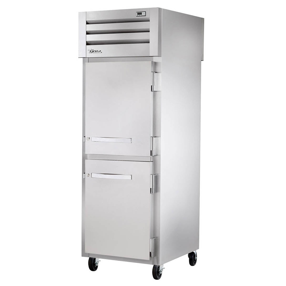 True STG1FPT-2HS-2HS 2-door pass-thru freezer, front angle view, doors closed