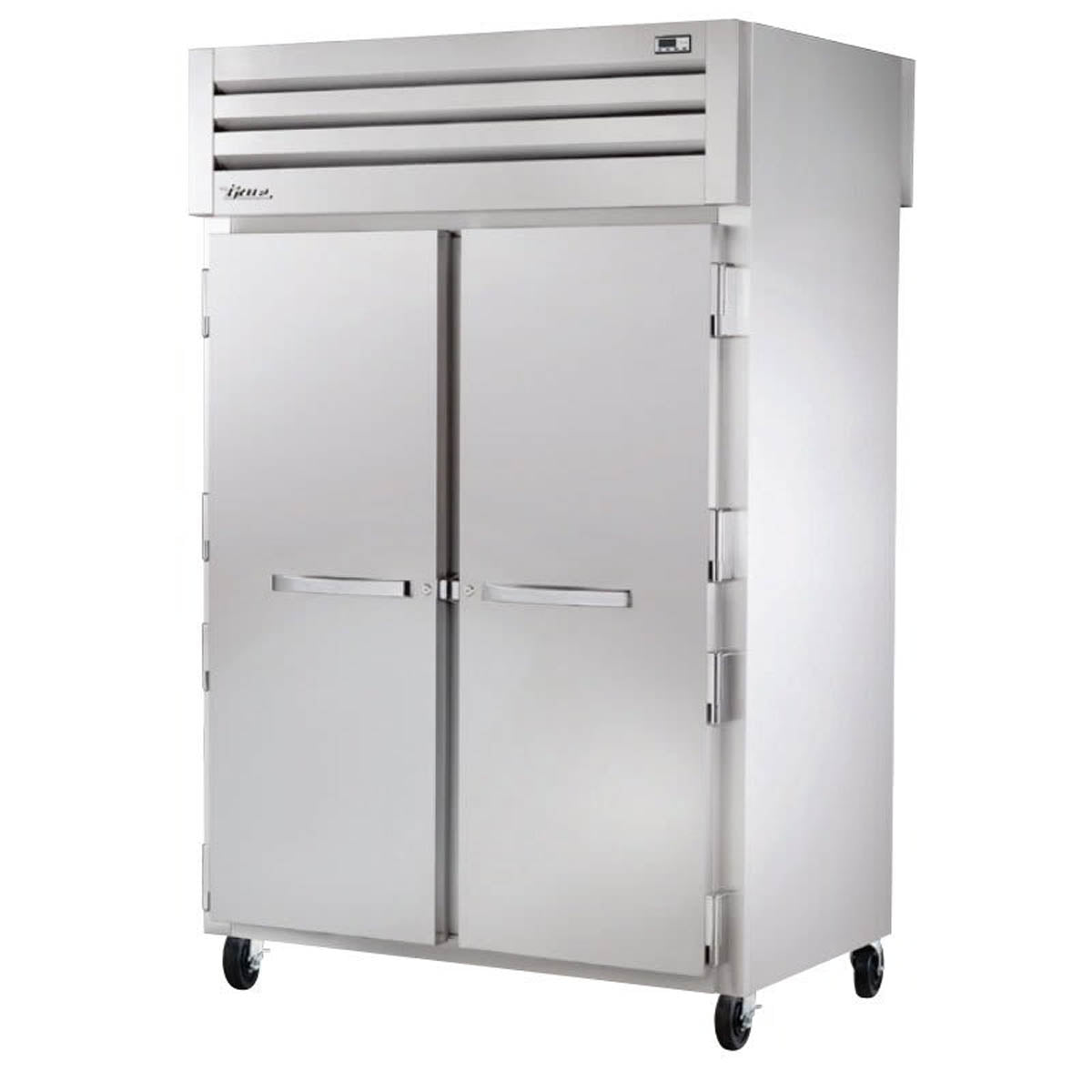 True STG2HPT-2S-2S 2-door pass-thru heated holding cabinet, front angle view, doors closed