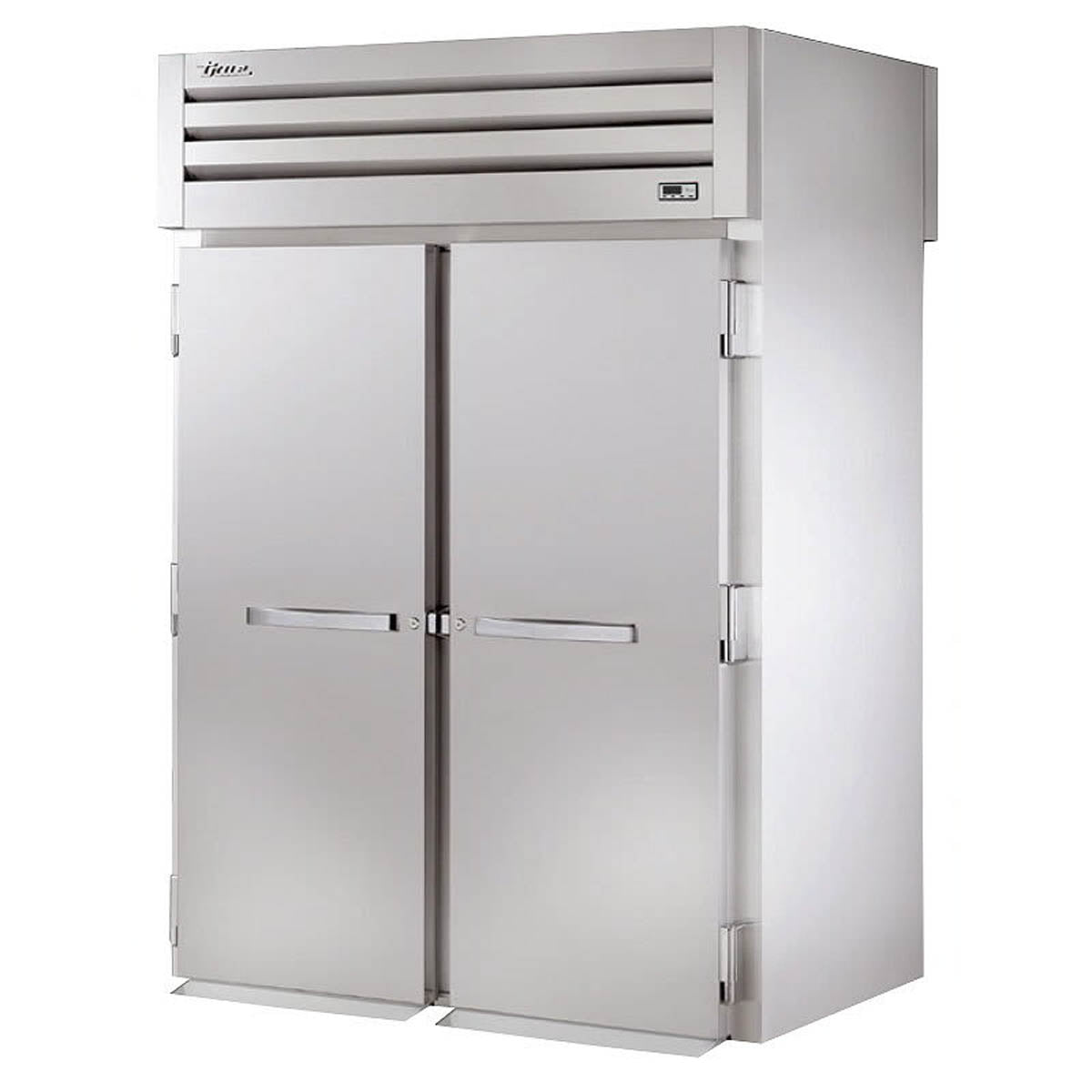 True STG2HRT-2S-2S 2-door roll-thru heated holding cabinet, front angle view, doors closed