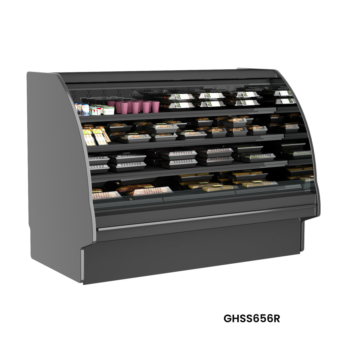 Structural Concepts GHSS656R (CURVED) 75" Self-Serve Refrigerated Open Air Merhandiser, Self-Contained Refrigeration