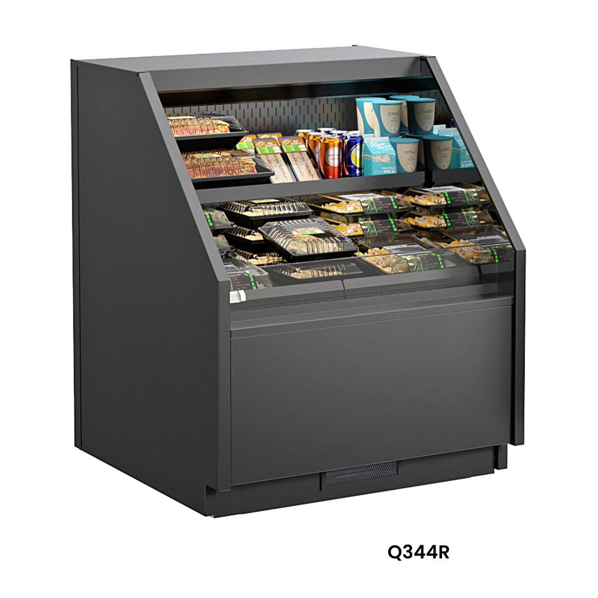 Structural Concepts Q344R Open Air Merchandiser Cooler, 35.75"W, Black Finish, Self‑Contained, R290