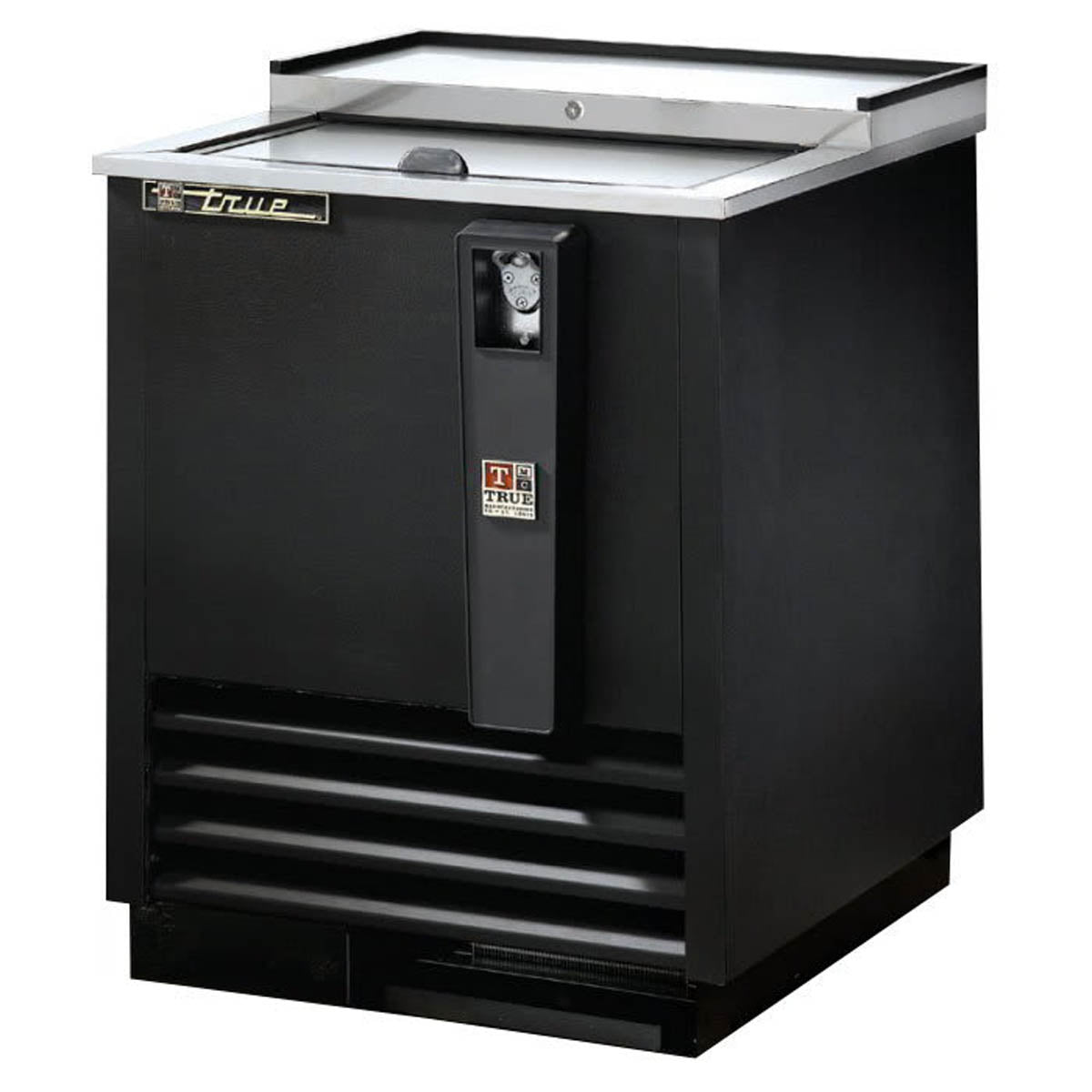 True TD-24-7-HC deep well bottle cooler, black, front angle view