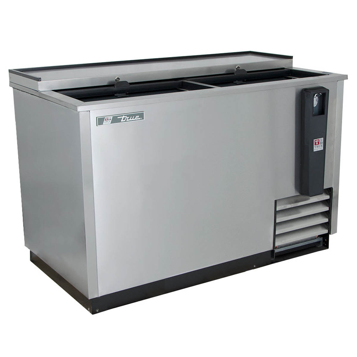 True TD-50-18-S-HC deep well bottle cooler, front angle view from the left