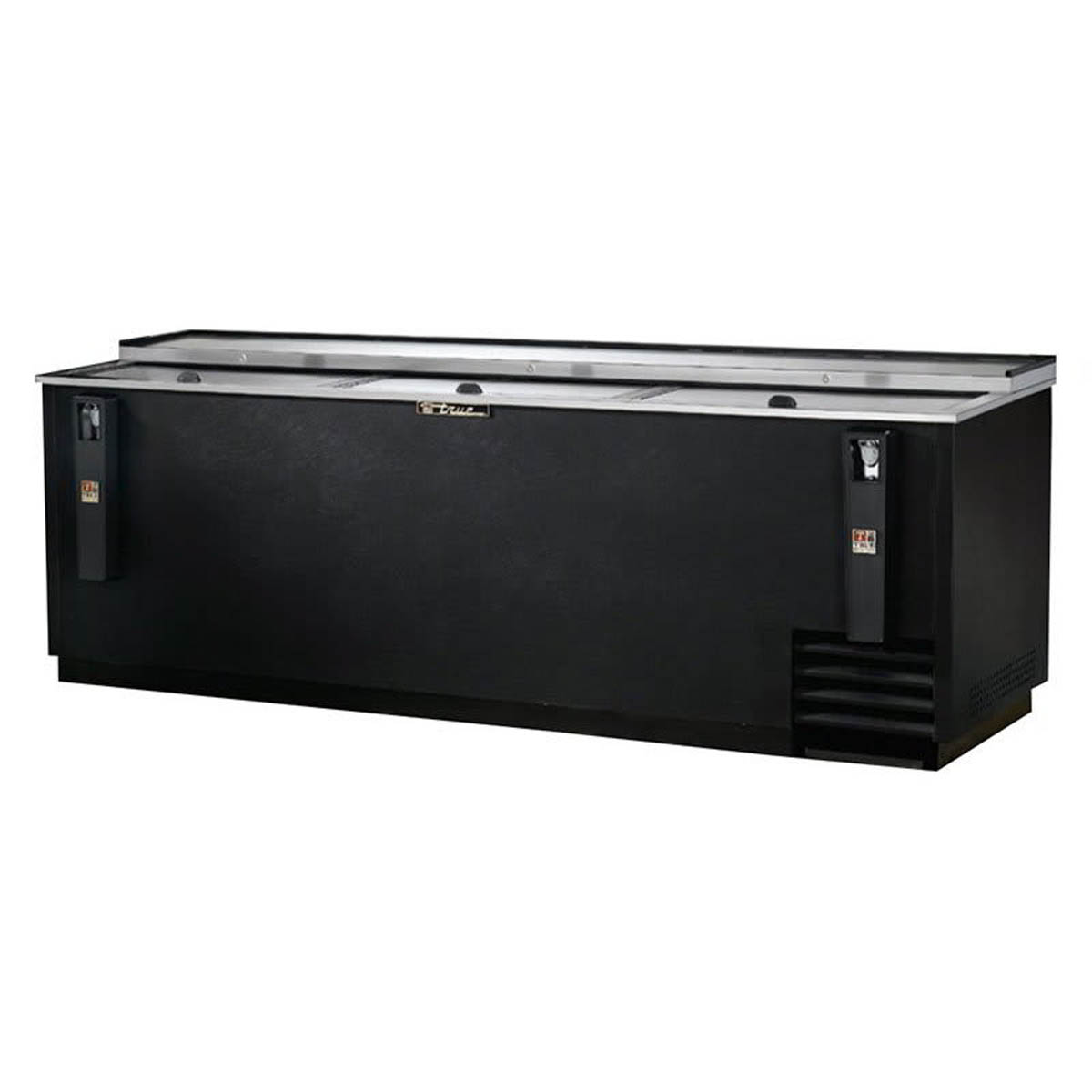 True TD-95-38-HC deep well bottle cooler, black, front view, lids closed