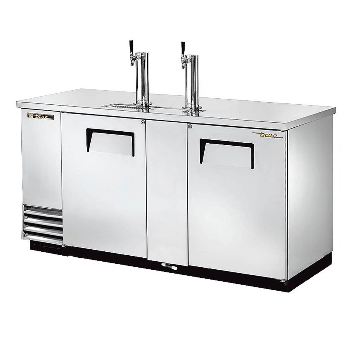 True TDD-3-S-HC direct draw beer dispenser, stainless steel, front angle view