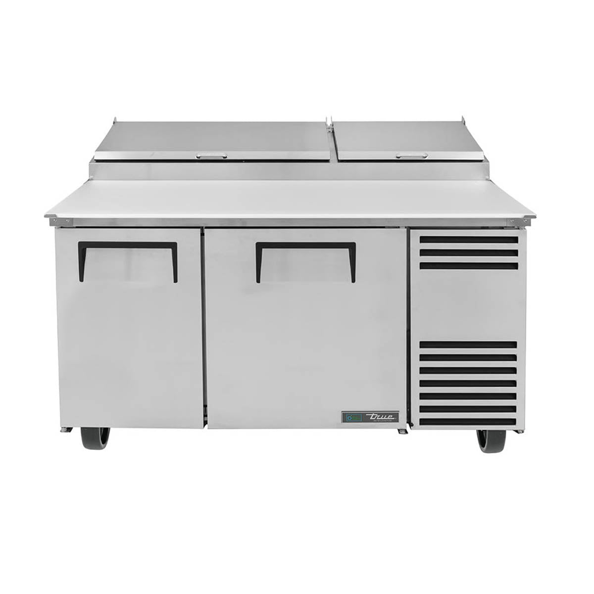 True TPP-AT-60-HC pizza prep table, front view, lids closed