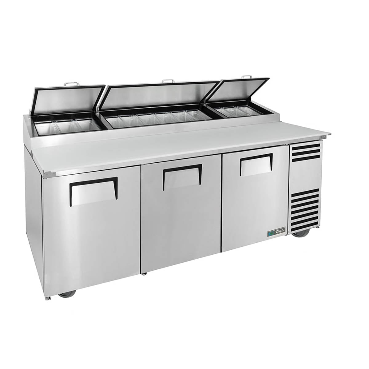 True TPP-AT2-93-HC 93" Refrigerated Pizza Prep Table w/ 3 Doors, (12) 1/3 Pans
