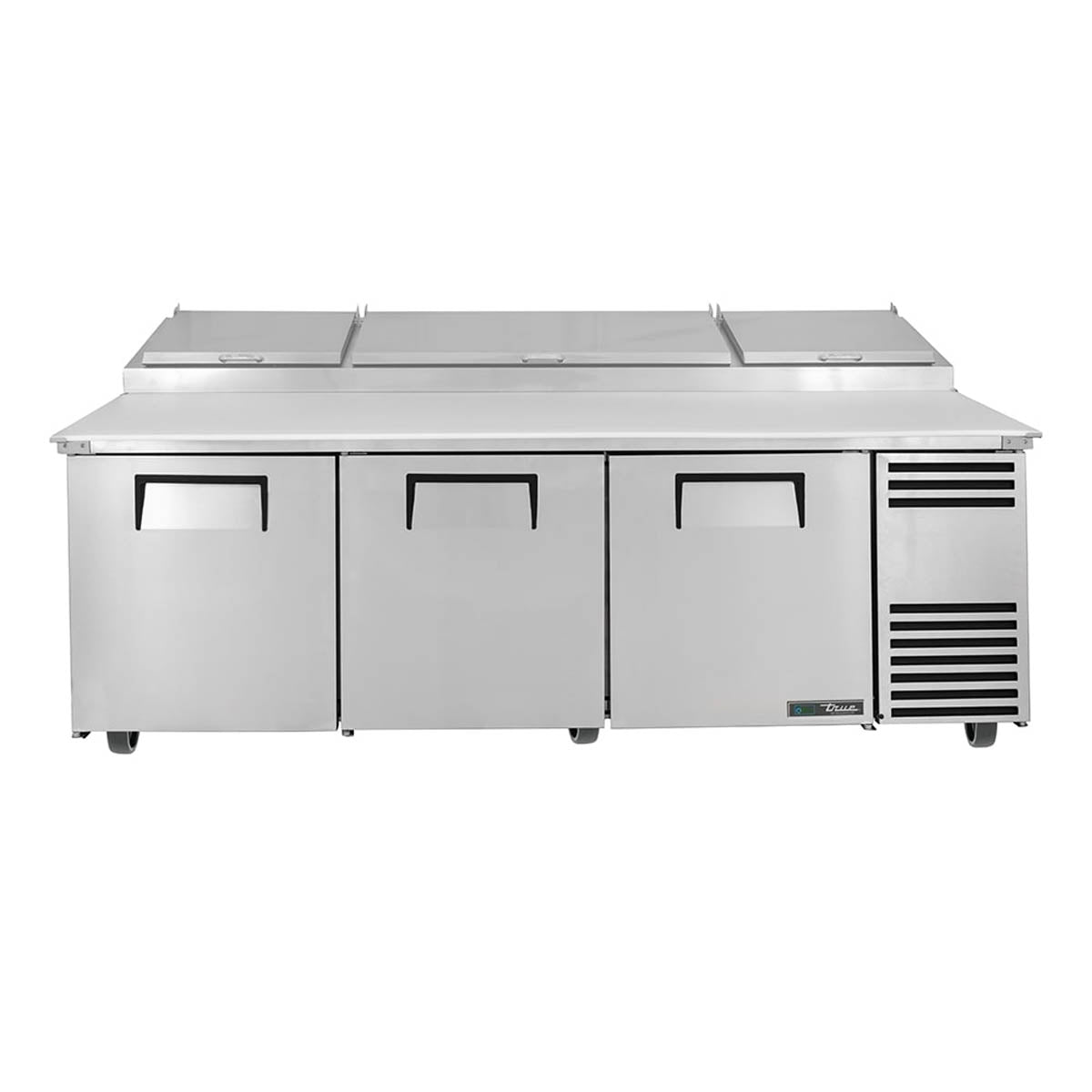 True TPP-AT2-93-HC 93" Refrigerated Pizza Prep Table w/ 3 Doors, (12) 1/3 Pans