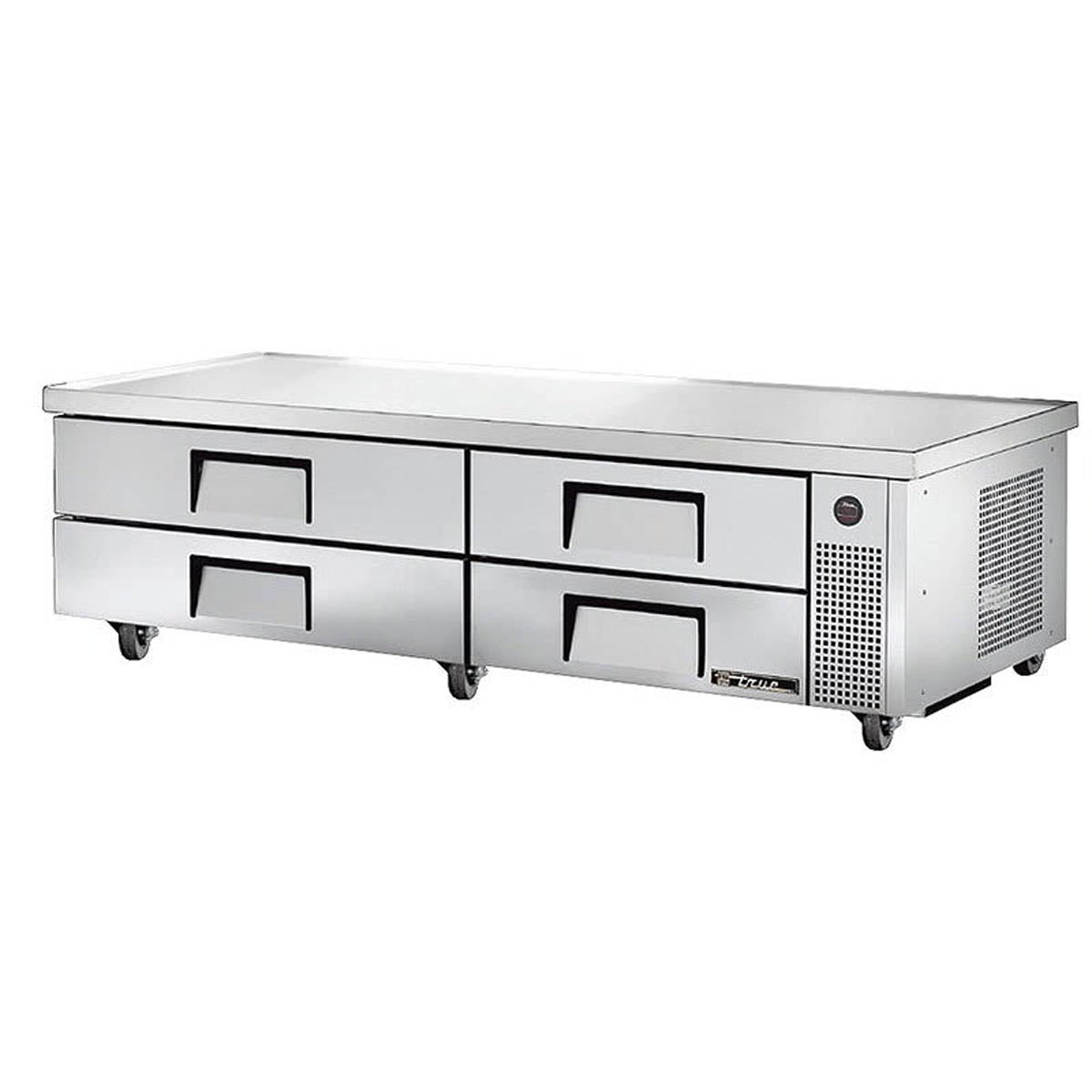 True TRCB-82-84-HC 4-drawer chef base, front angle view, drawers closed