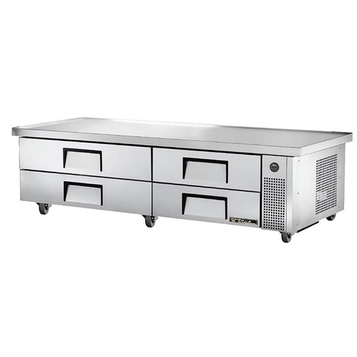 True TRCB-82-86-HC 4-drawer chef base, front angle view, drawers closed
