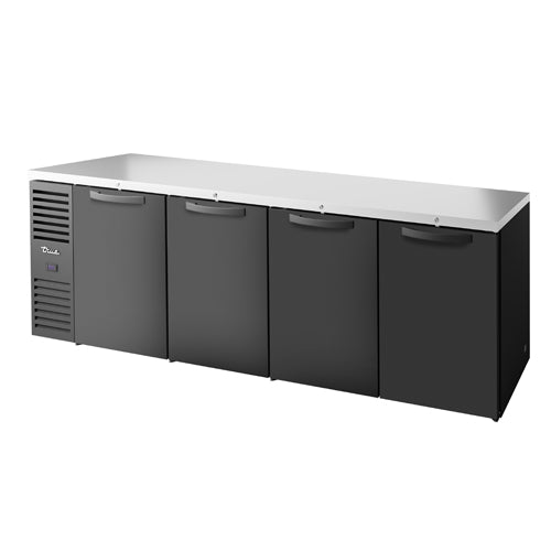 True TBR108-RI back bar refrigerator, black, front angle view