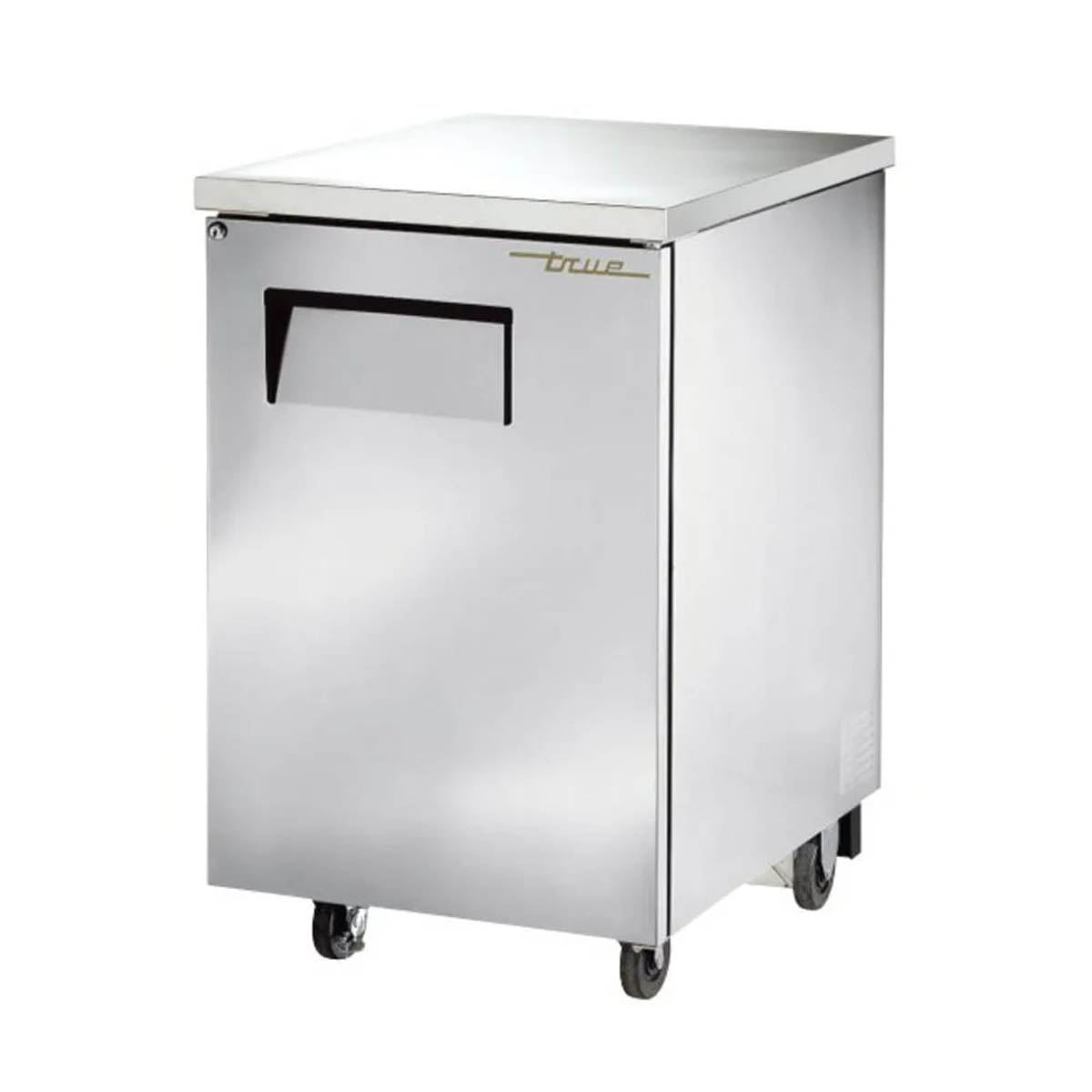 True TBB-1-S-HC back bar cooler, stainless steel, front angle view
