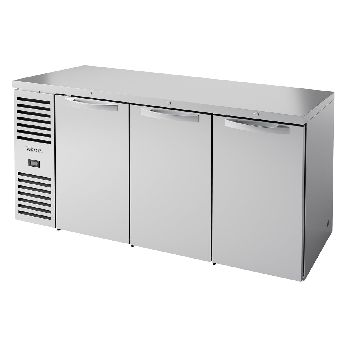 True TBR72-RISZ1-L-S-SSS-1 back bar refrigerator, stainless steel, front angle view