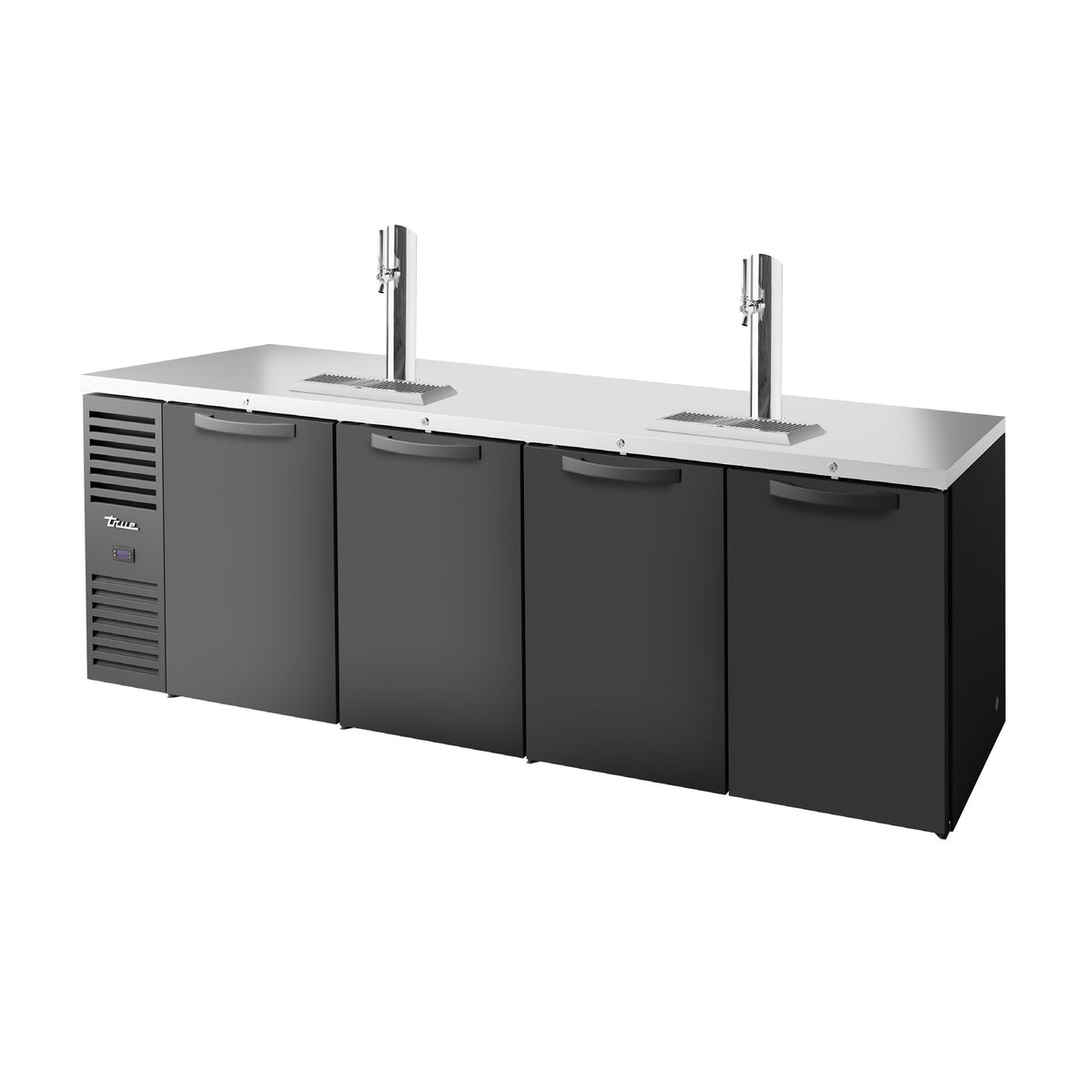 True TDR108-RISZ1-L-B-SSSS-1 direct draw beer dispenser, black, front angle view