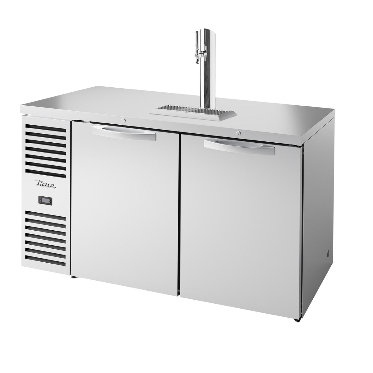 True TDR60-RISZ1-L-S-SS-1 direct draw beer dispenser, stainless steel, front angle view