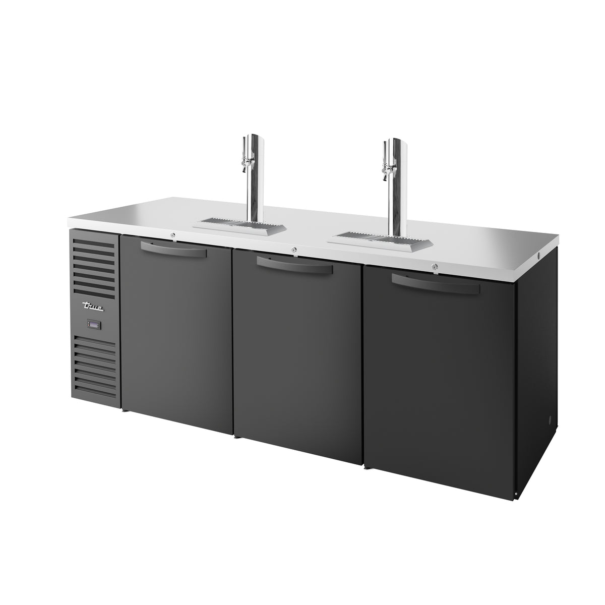 True TDR84-PT direct draw beer dispenser, black, front angle view