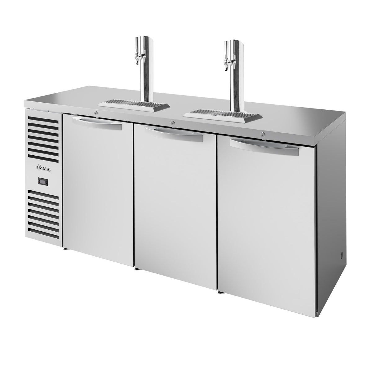 True TDR84-RISZ1-L-S-SSS-1 direct draw beer dispenser, stainless steel, front angle view