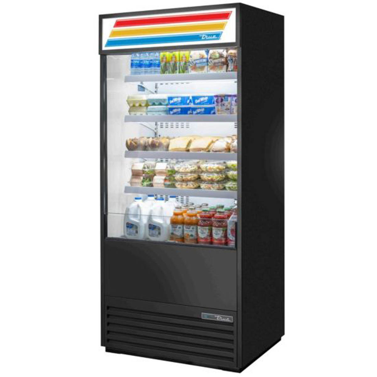 True TOAM-36-HC~NSL01 36" Vertical Air Curtain Merchandiser in Black, Self-Contained, 4 Shelves