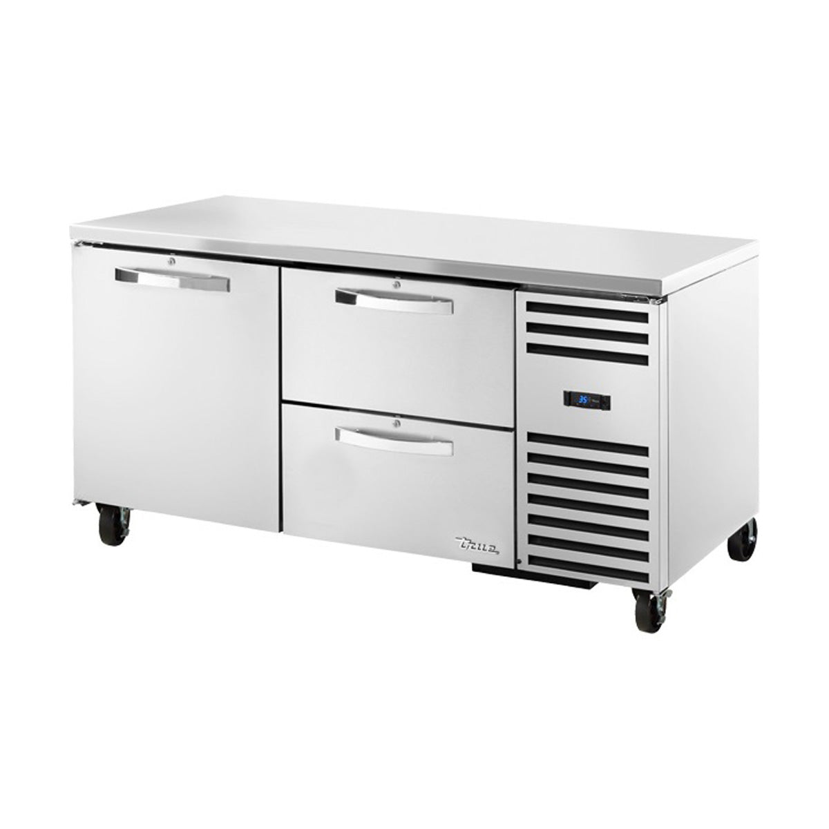 True TUC-67D-2-HC~SPEC3 1-door, 2-drawer deep undercounter refrigerator, front angle view