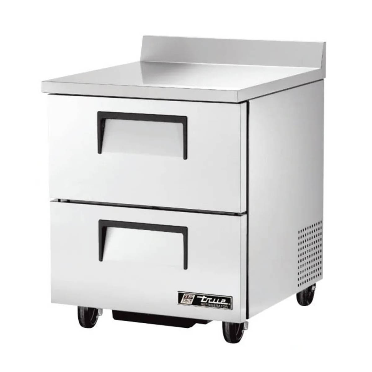 True TWT-27D-2-HC 2-drawer worktop refrigerator, front angle view, drawers closed