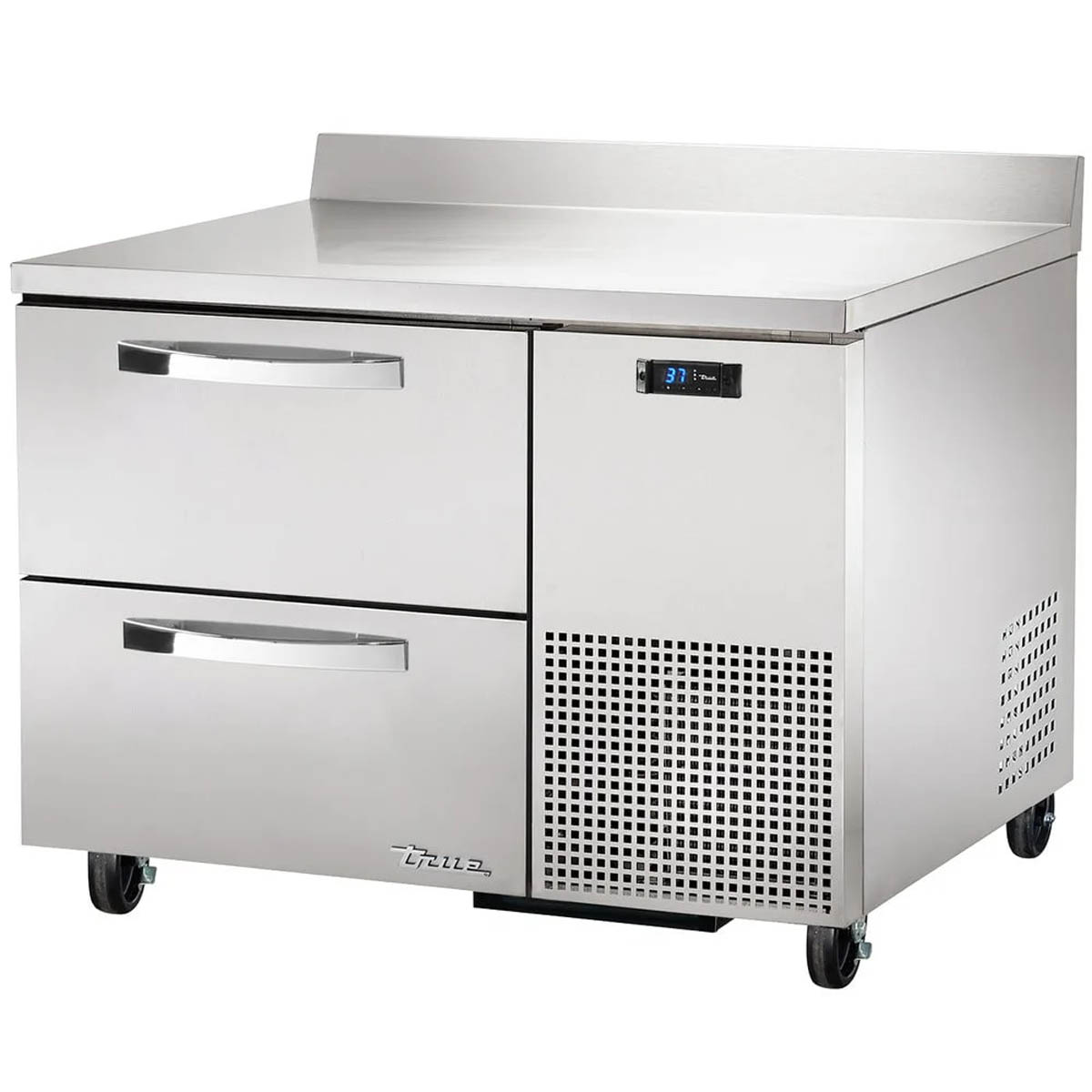 True TWT-44D-2-HC~SPEC3 2-drawer deep worktop refrigerator, front angle view, drawers closed