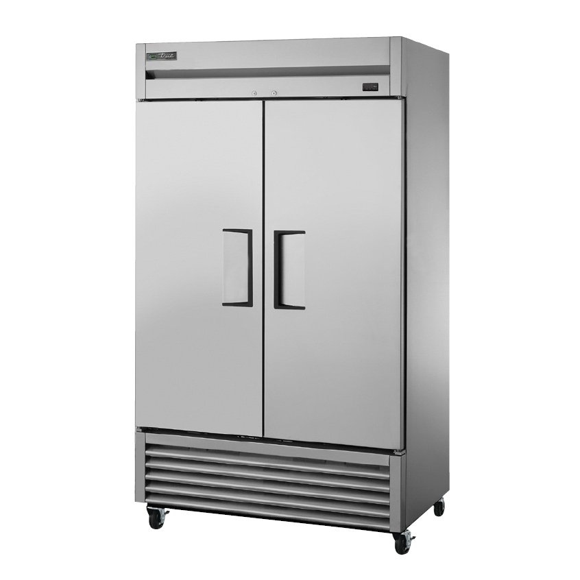 True TS-43F-HC 2-door solid reach-in freezer, front angle view, doors closed