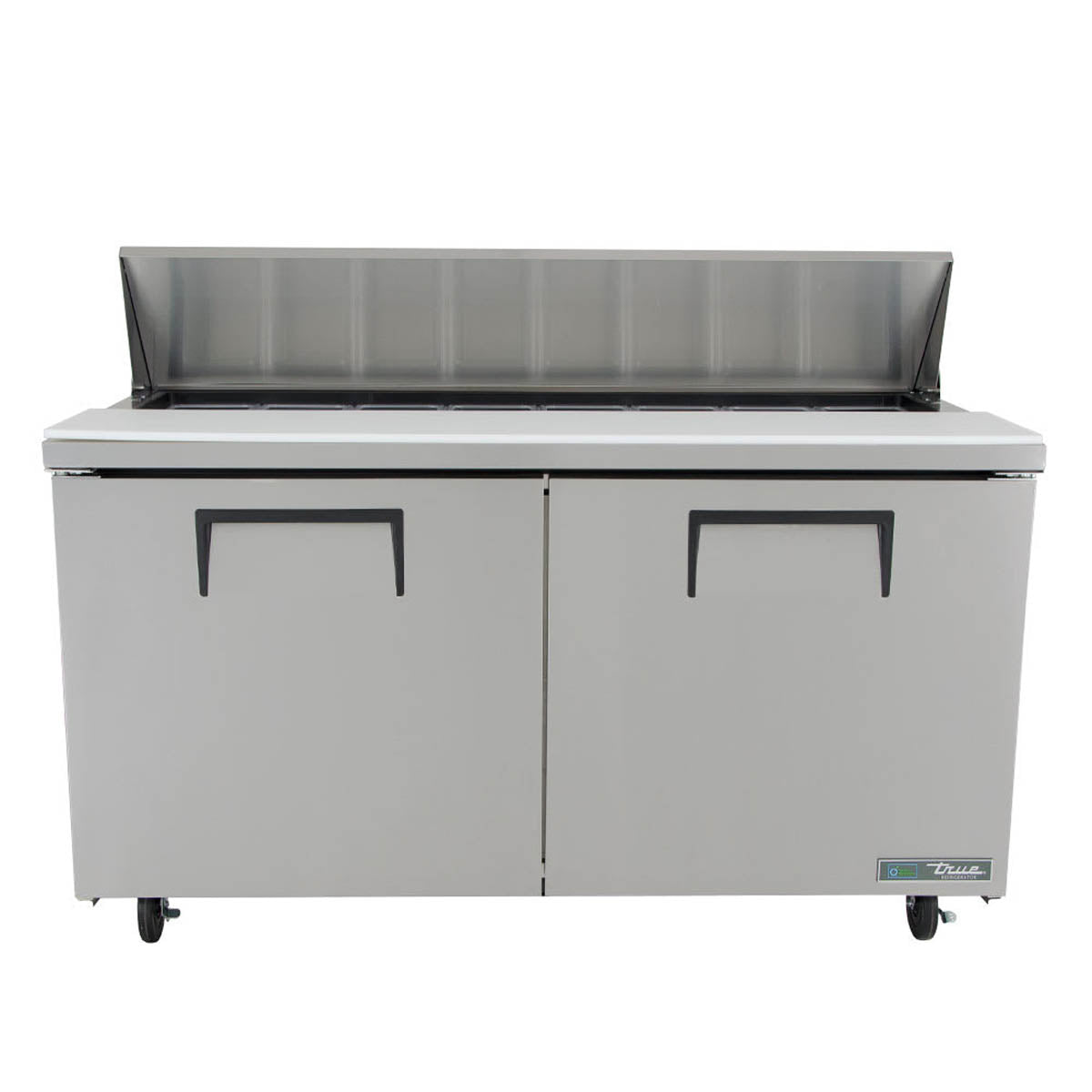 True TSSU-60-16-HC sandwich/salad prep table, front view, lid closed