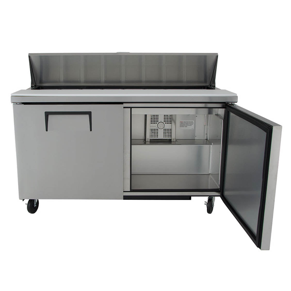 True TSSU-60-16-HC sandwich/salad prep table, front view with one door open